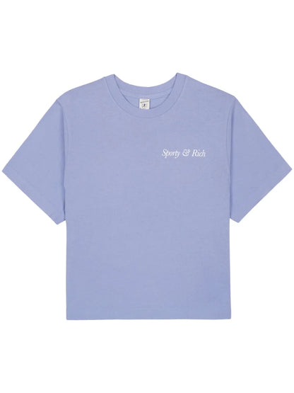 Italic Logo Cropped Cotton T-Shirt