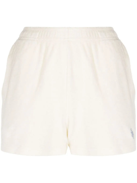 Src-Embroidered Terry-Cloth Shorts