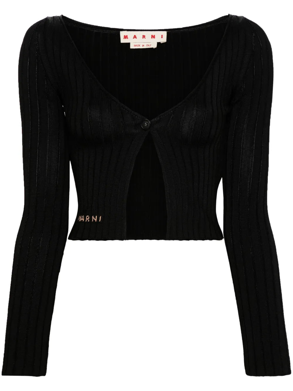 Intarsia-Logo Cropped Cardigan