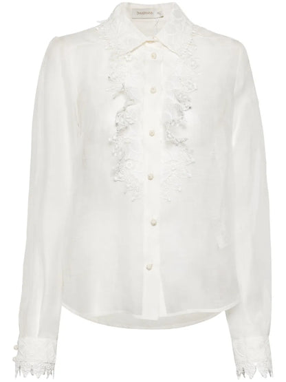 Doily Lace-Trim Shirt