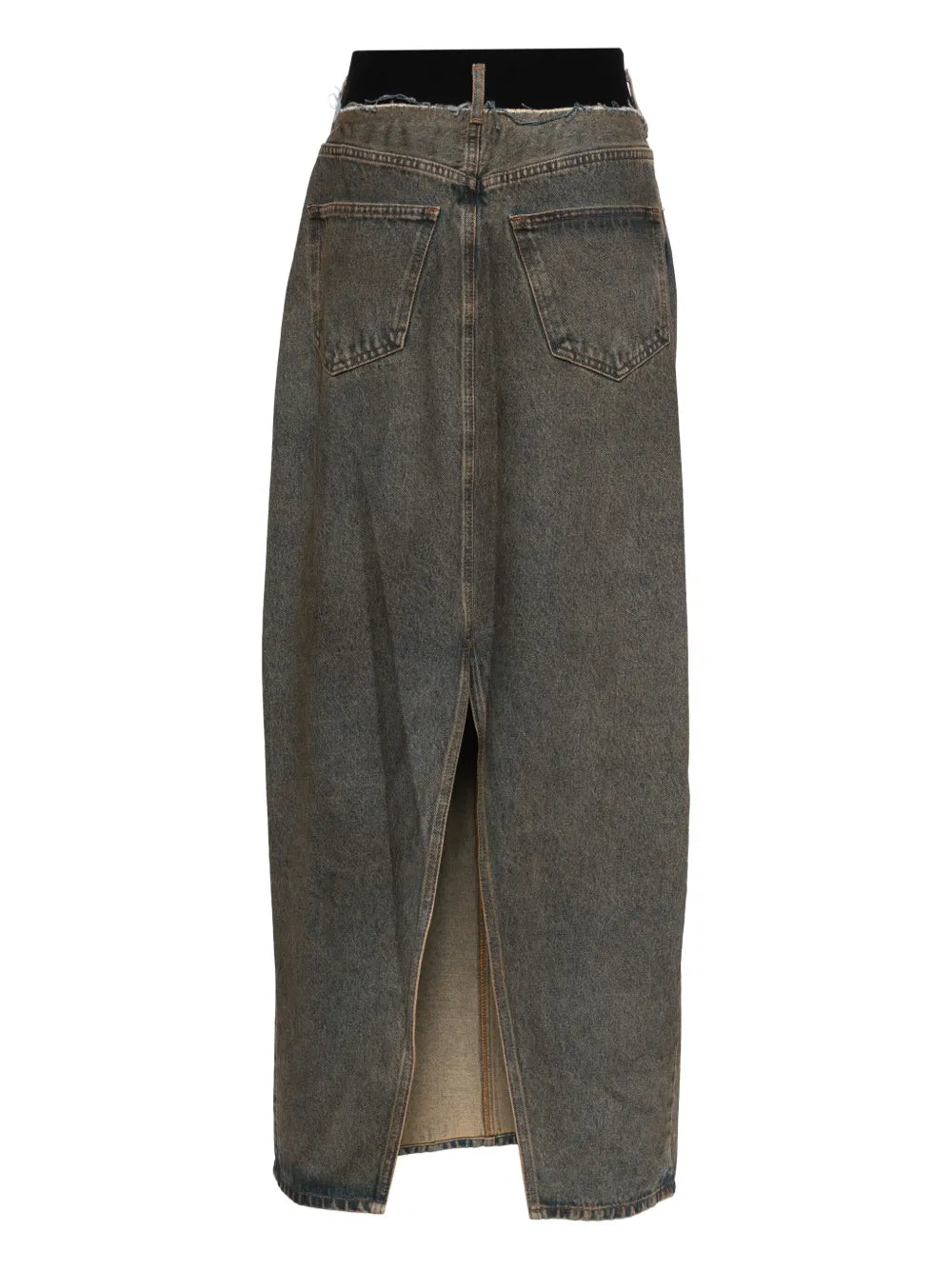 Front-Slit Denim Maxi Skirt