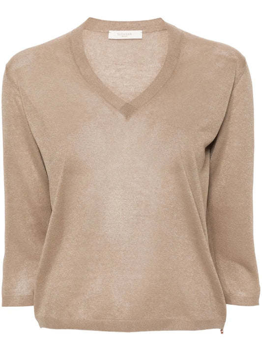 Fine-Knit V-Neck Jumper