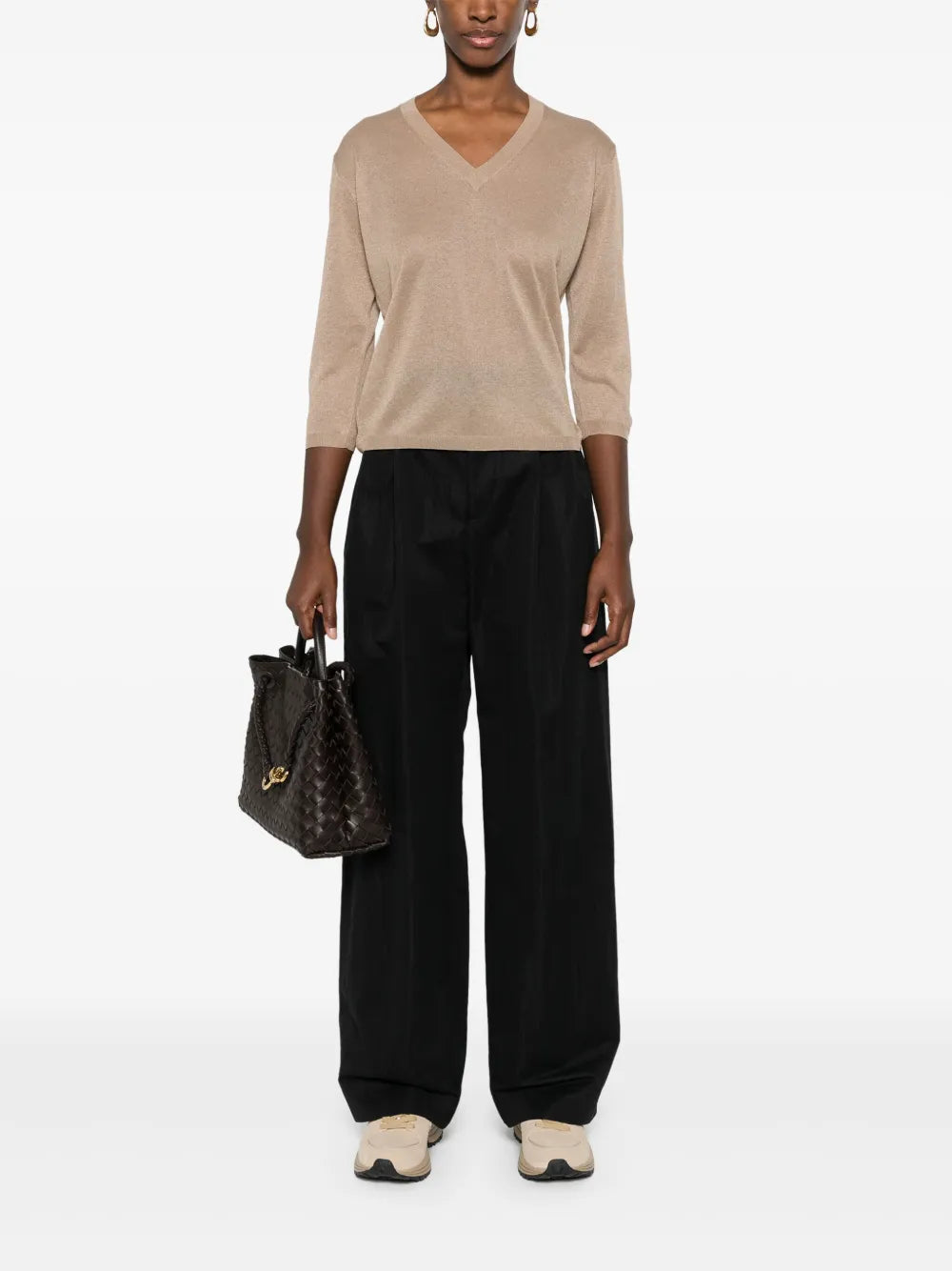Fine-Knit V-Neck Jumper