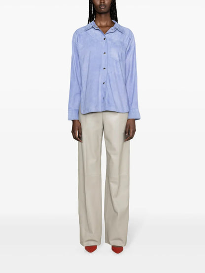 Long-Sleeve Suede Overshirt