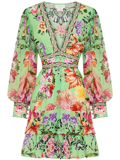 Floral-Print Silk Minidress