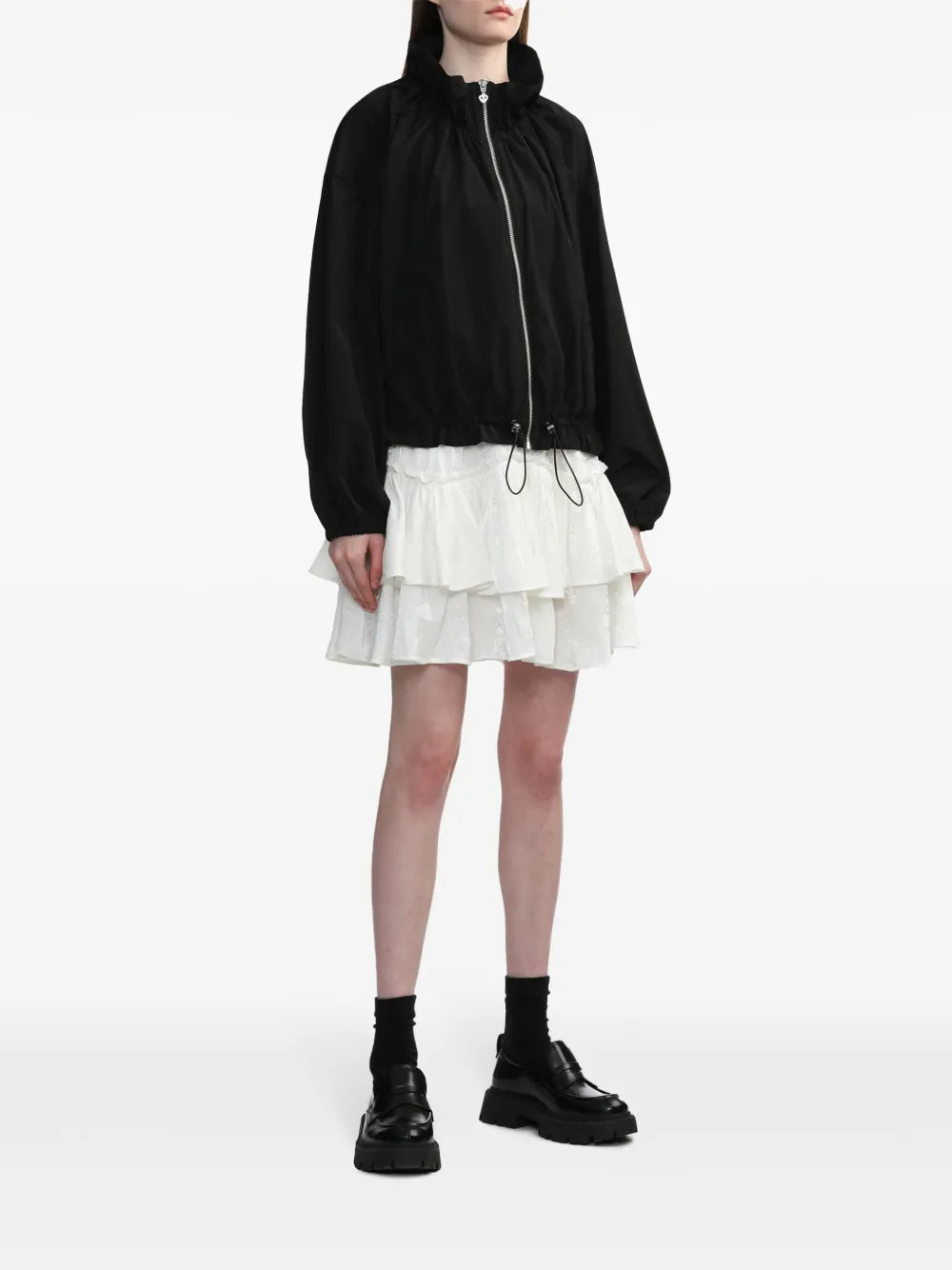 Drop-Shoulder High-Neck Jacket