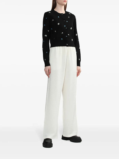 Elasticated-Waist Wide-Leg Trousers