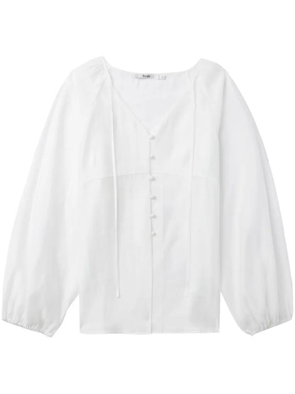 V-Neck Button-Up Blouse
