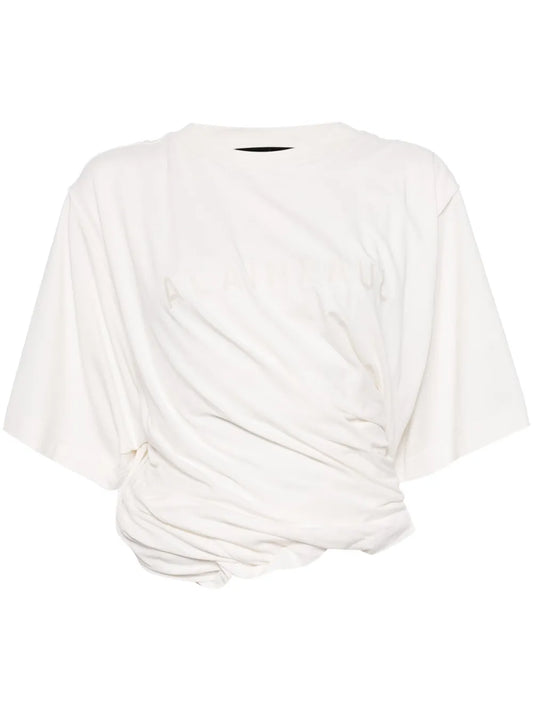 Logo-Embroidered Draped T-Shirt