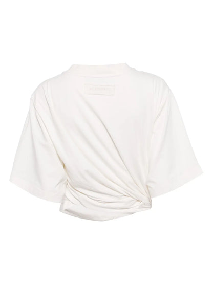 Logo-Embroidered Draped T-Shirt