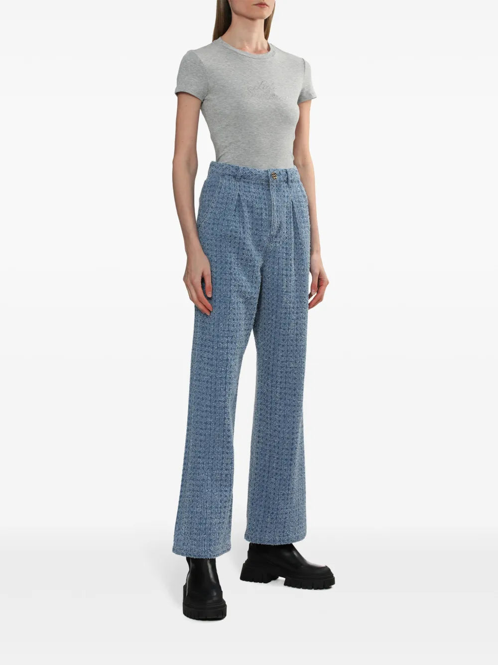 Tweed Straight-Leg Jeans