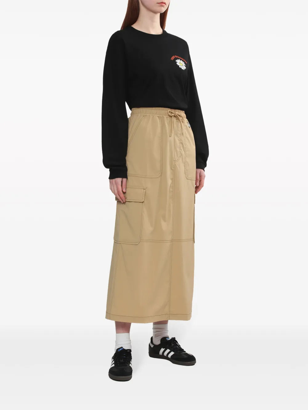 Cargo-Pocket Midi Skirt