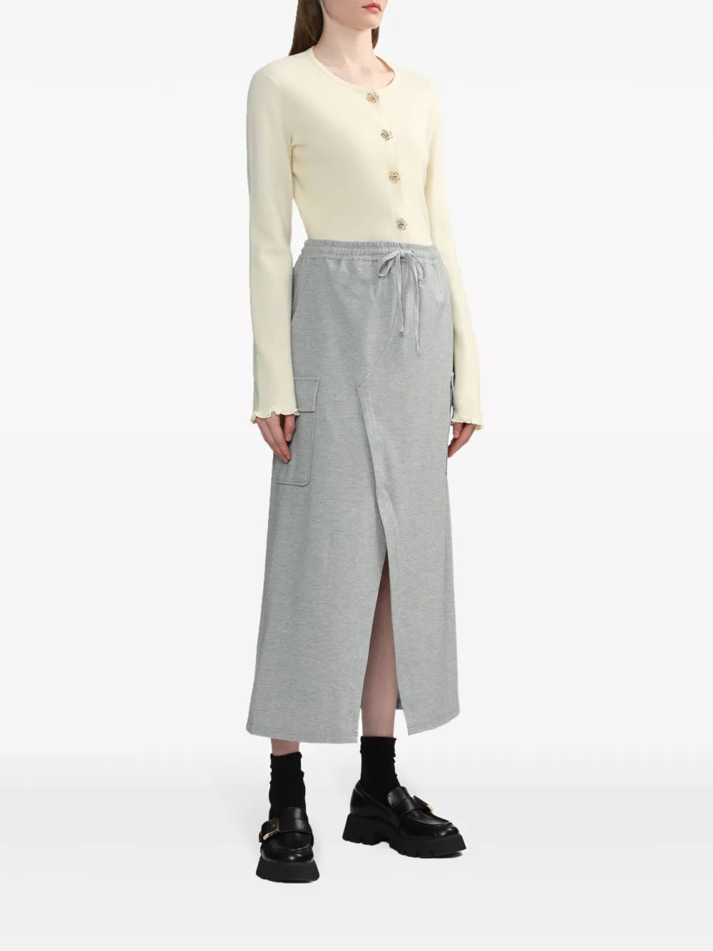 Elasticated-Waist Midi Skirt