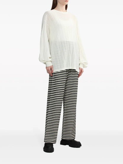 Ribbed Semi-Sheer Sweatshirt