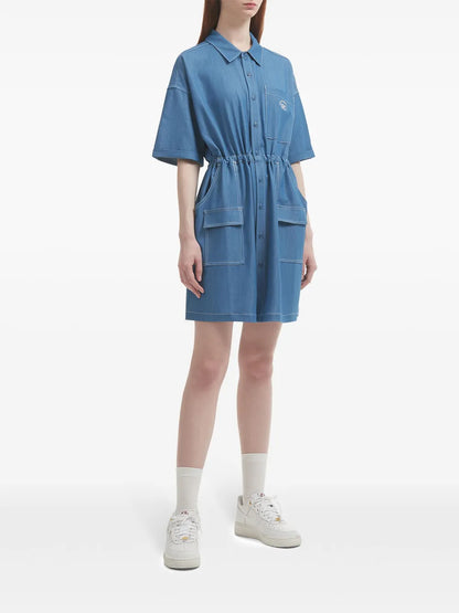 Drawstring Denim Shirtdress