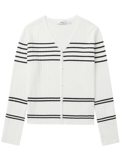 V-Neck Striped Cardigan