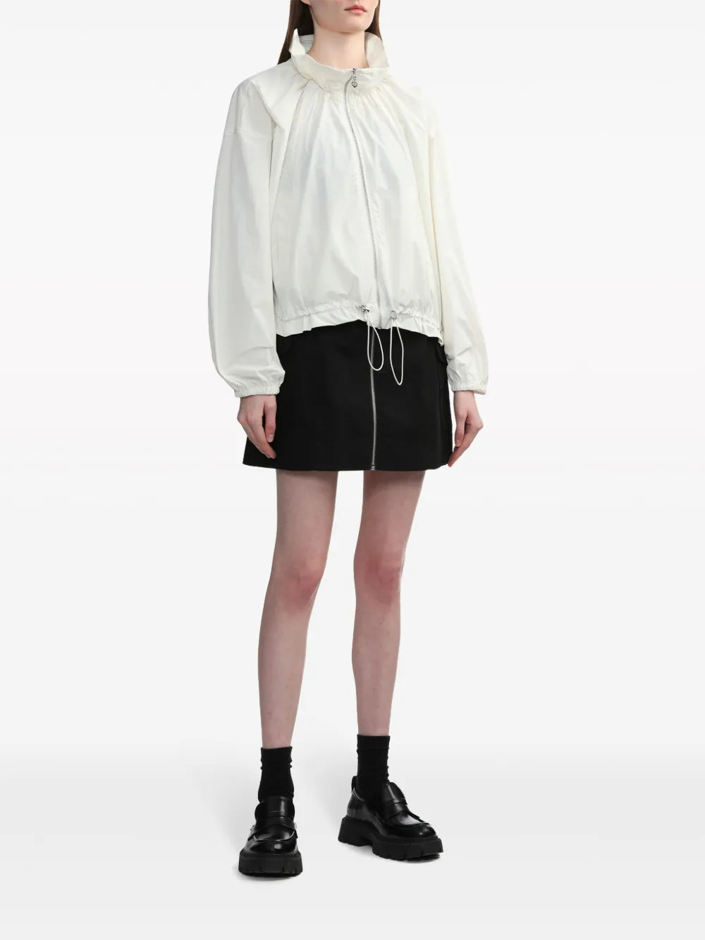 Drop-Shoulder High-Neck Jacket