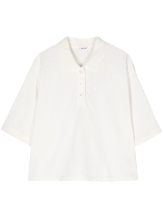 Cotton Cropped Polo Shirt