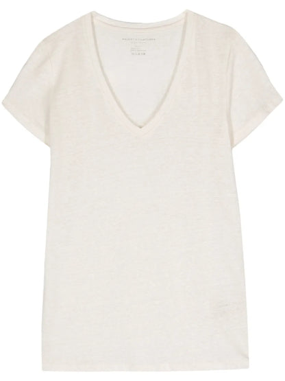 V-Neck Linen-Blend T-Shirt
