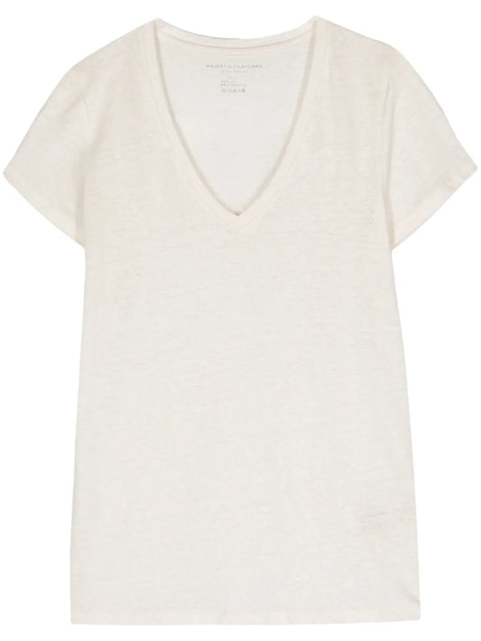 V-Neck Linen-Blend T-Shirt