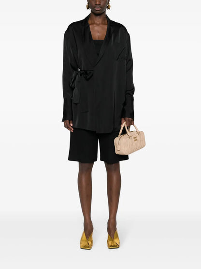 Open-Front Satin Blazer