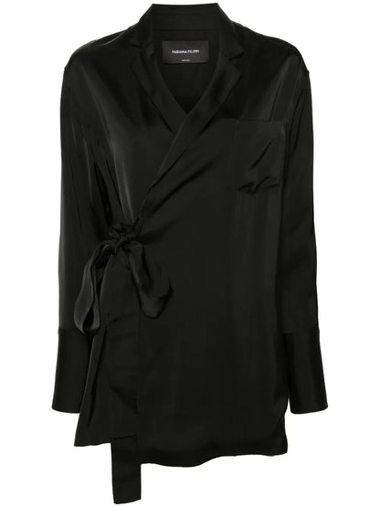 Open-Front Satin Blazer