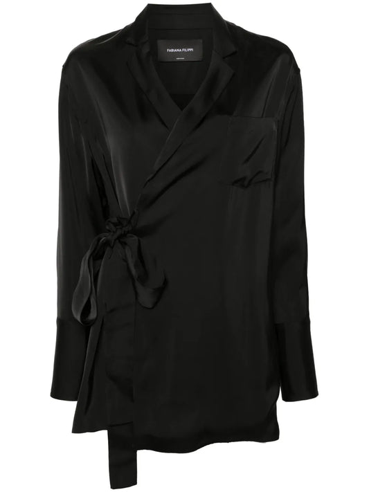 Open-Front Satin Blazer