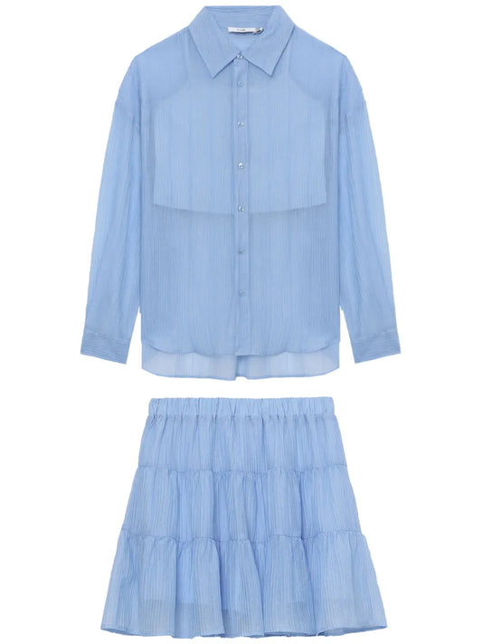 Long-Sleeve Shirt Skirt Set