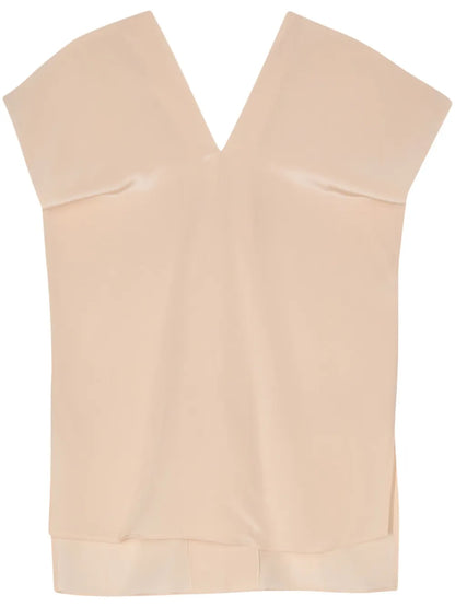 V-Neck Crepe Silk Blouse