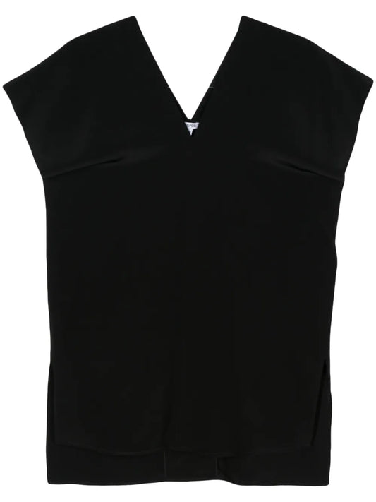 V-Neck Crepe Silk Blouse