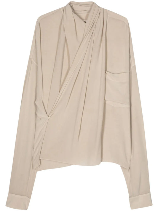 Crepe Silk Shawl Blouse