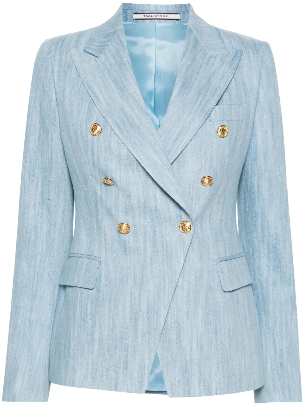 Denim Double-Breasted Blazer