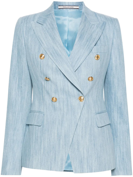 Denim Double-Breasted Blazer