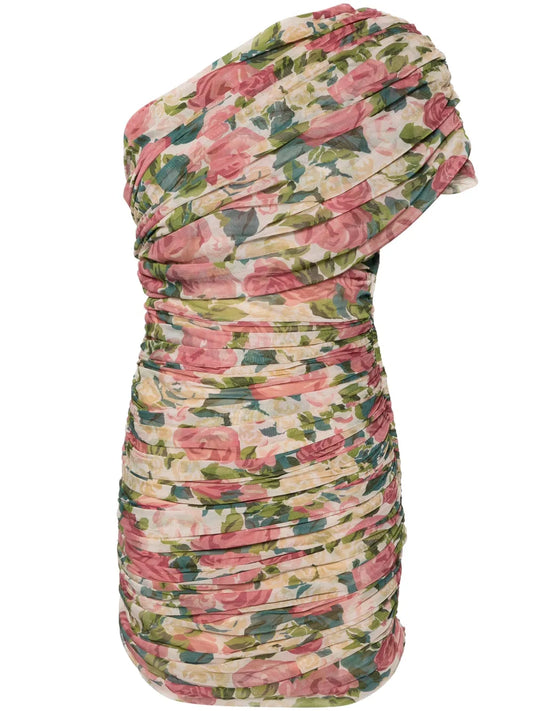 Floral-Print Tulle Minidress