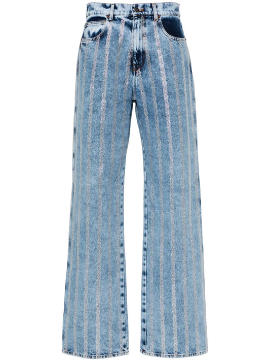 Crystal-Embellished Straight Jeans