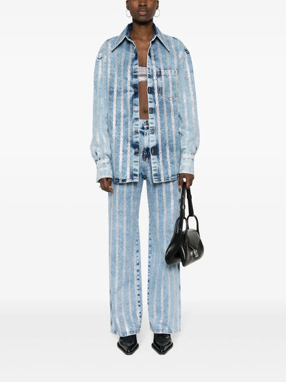Crystal-Embellished Straight Jeans