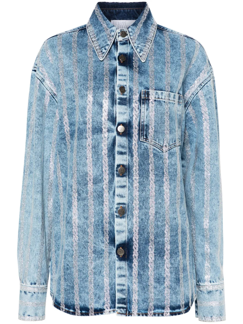 Crystal-Embellished Denim Shirt