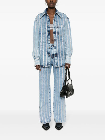 Crystal-Embellished Denim Shirt