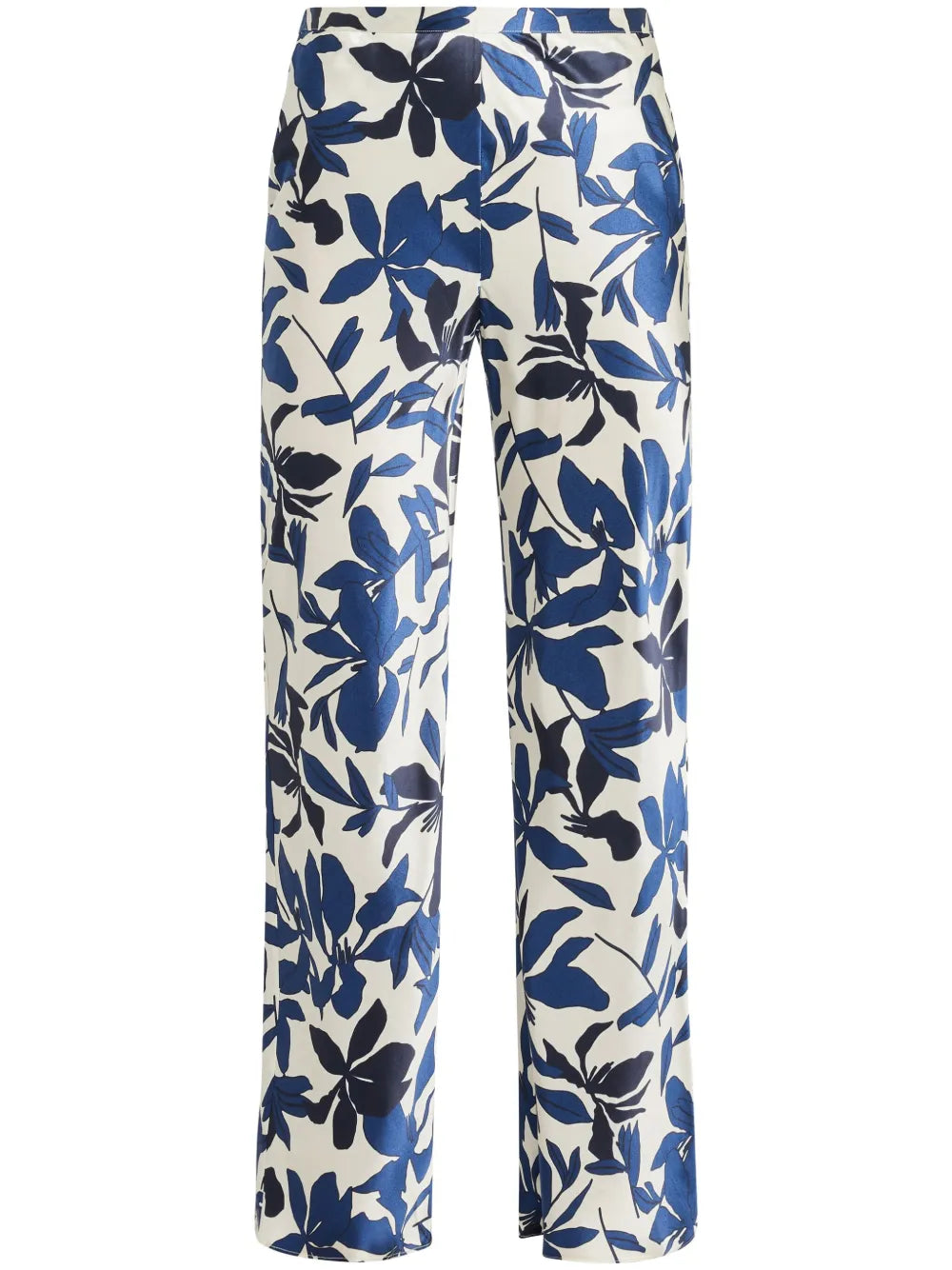 Magnolia-Print Silk Trousers