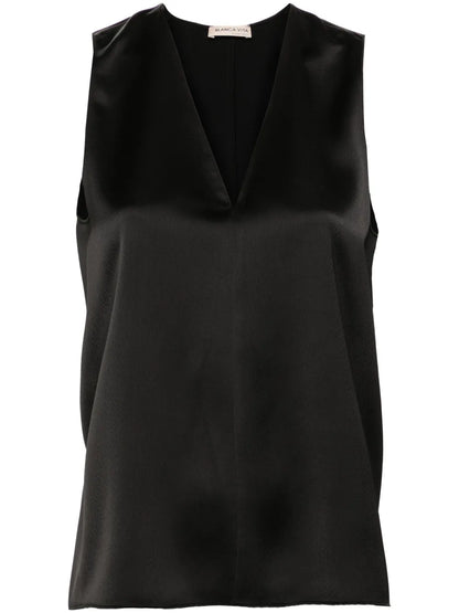 Tropeche Sleeveless Satin Blouse