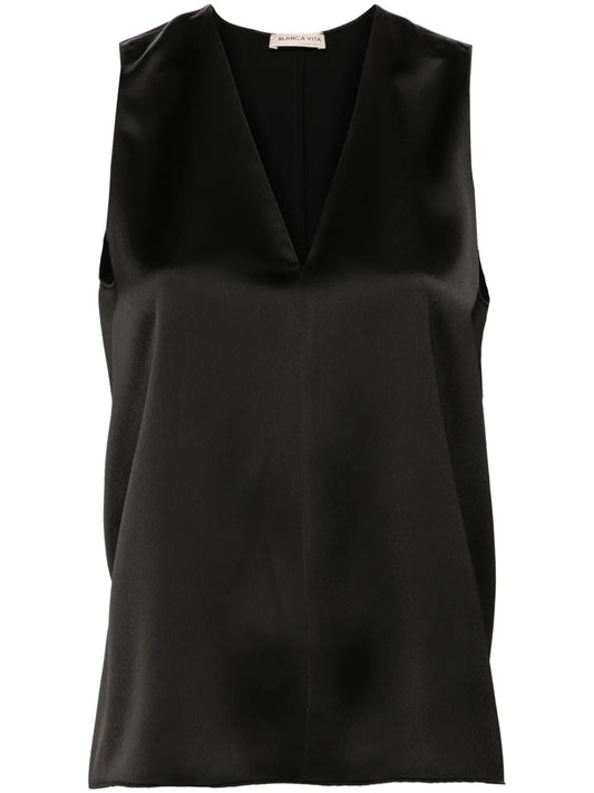 Tropeche Sleeveless Satin Blouse