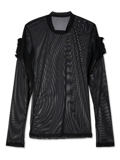 Ruffled Semi-Sheer Top