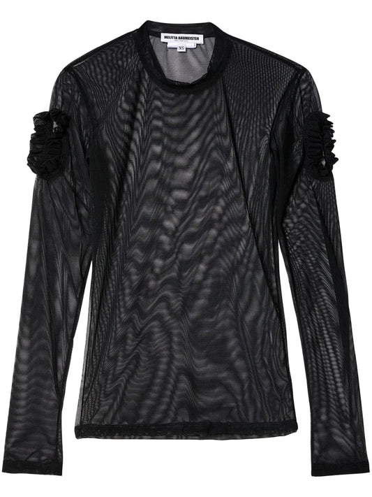 Ruffled Semi-Sheer Top