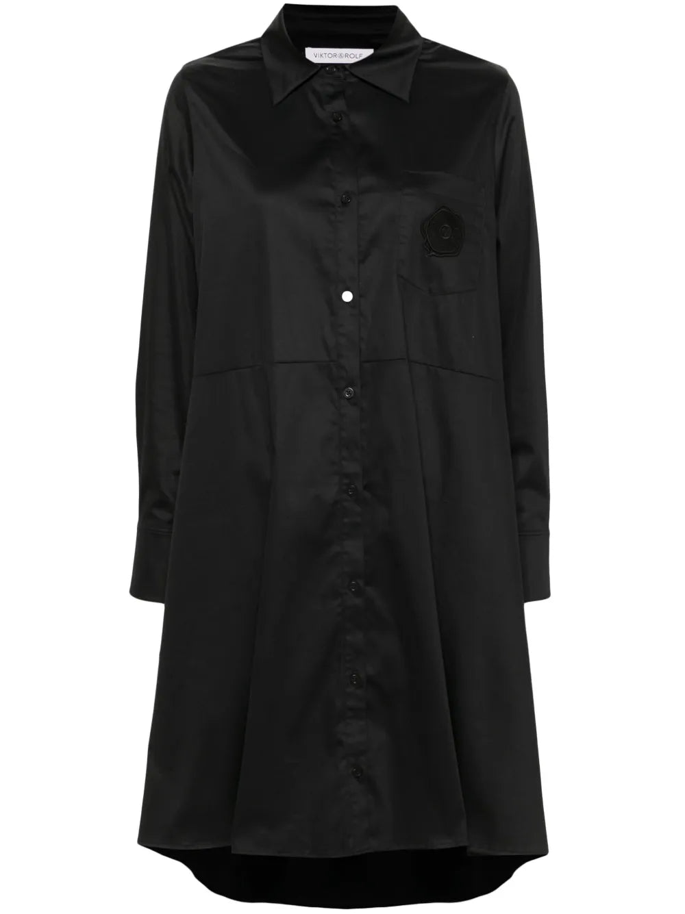 Embroidered-Patch Shirt Dress
