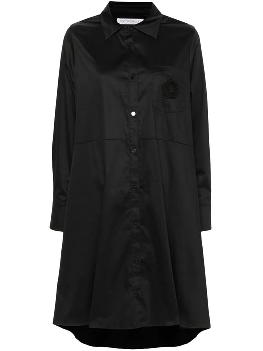 Embroidered-Patch Shirt Dress