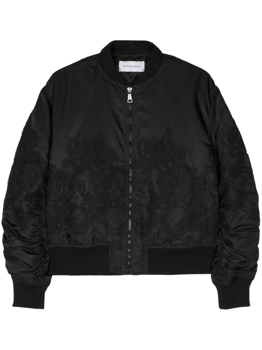 Floral-Lace Bomber Jacket