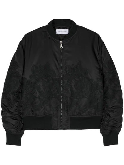 Floral-Lace Bomber Jacket