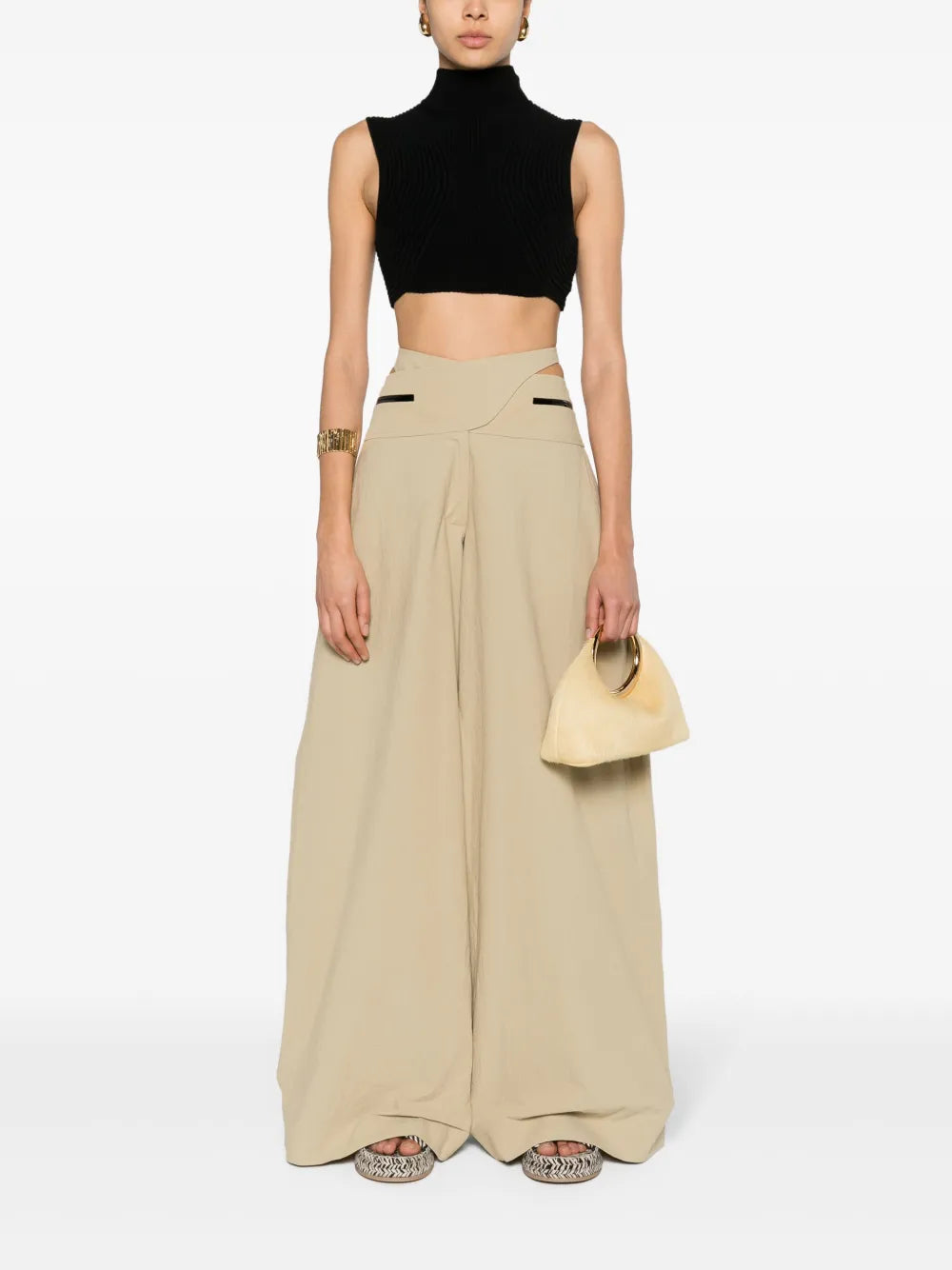 Ribbed-Knit Wool Crop Top