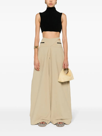 Ribbed-Knit Wool Crop Top