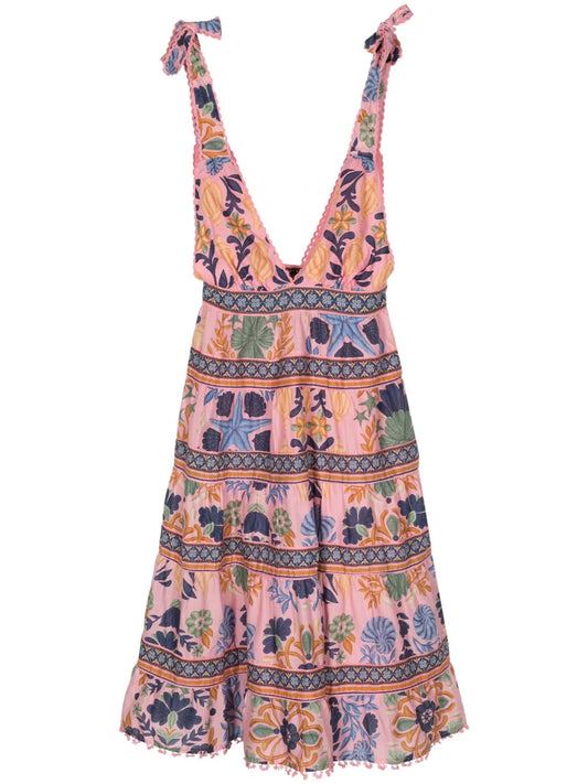 Seashell Tapestry-Print Cotton Dress